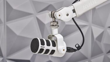 Rode PodMic професійний подкаст-мікрофон білий + кронштейн PSA1+ білий + кабель XLR keepdrum