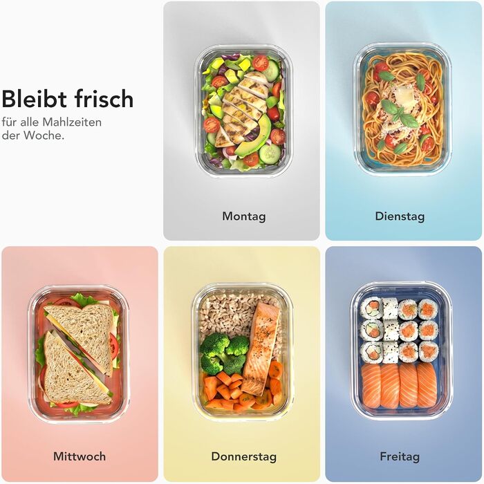 Скляні контейнери для зберігання їжі з кришками (набір) – Meal Prep, мікрохвильова піч, холодильник, посудомийна машина. Прозорі банки для кухні, офісу, сім'ї