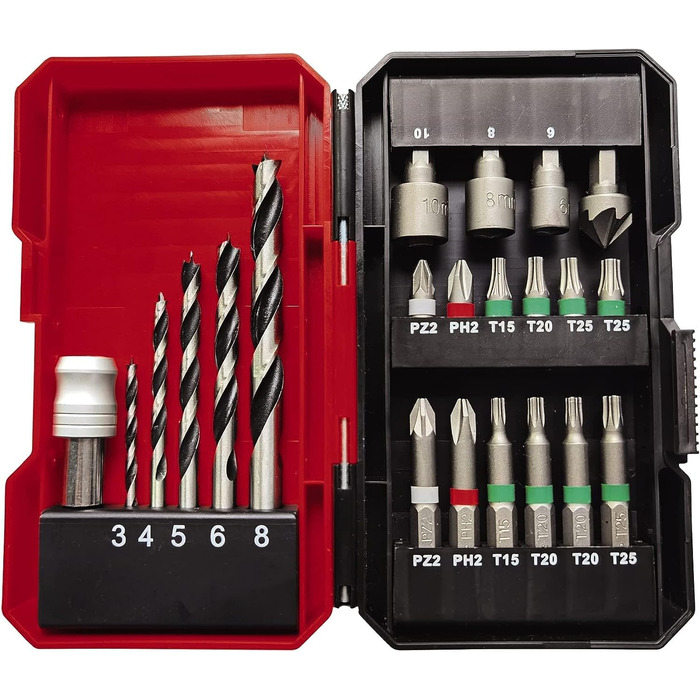 Акумуляторний дриль-шуруповерт Einhell TE-CD 18/45 3X-Li+ 22 Power X-Change (18 В, 45 Нм, кутовий та ексцентриковий насадки, 22-ти шт. набір біт, 2x2,0 Ah акумулятори, зарядний пристрій + E-Box)