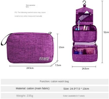 Чоловіча сумка-органайзер для туалетних аксесуарів з гачком, водонепроникна, для подорожей (фіолетовий)