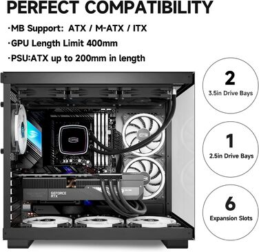 Корпус ПК Tower ATX C3T500 ARGB від PCCOOLER: 6 вентиляторів ARGB, підтримка RTX 40, подвійне скляне бокове вікно, чорний колір