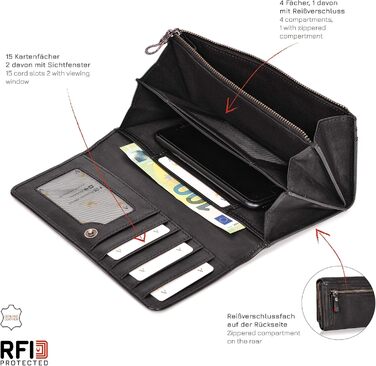 DONBOLSO® Florence Wallet for Women made from washed leather with RFID protection