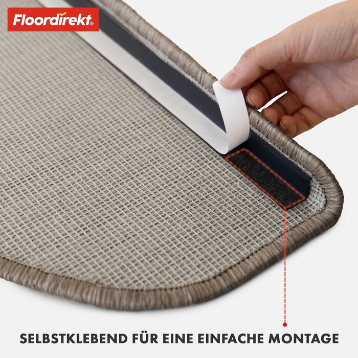 Килимок для сходів Floordirekt 15 шт. (65x23 см, напівкруглий), колір: коричневий