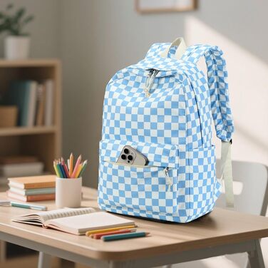 Шкільний рюкзак LEDAOU для хлопчиків та дівчаток-підлітків, білий з ромашками, чорний, блакитно-білий, для щоденного використання