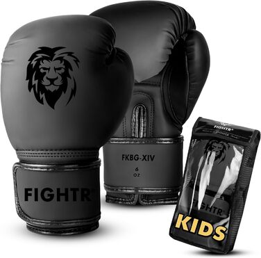 Боксерські рукавички для дітей FIGHTR® 04/06 oz з сумкою | для боксу, MMA, муай-тай, кікбоксингу та єдиноборств | чорний колір