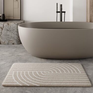 Килимок для ванної кімнати Wecon Home Hilda, бежевий, 55 x 65 см, антиковзаюча підкладка, сертифікат Oeko-Tex Standard 100, можна прати в пральній машині
