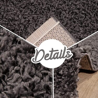 Килим для вітальні TT Home з високим ворсом, Шэггі, антрацит, 70x250 см