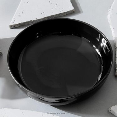 Набір посуду Konsimo VICTO на 6 осіб: 24-piece чорний глянцевий сервіз з 18 предметів з кераміки для сім'ї