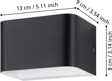 EGLO LED Wall Lamp Sania 5, 1-Light Wall Lamp Modern, Minimalist, Metal Wall Lighting in White, Satin Plastic, LED Bathroom Lamp Warm White, IP44 (13 cm, Black)