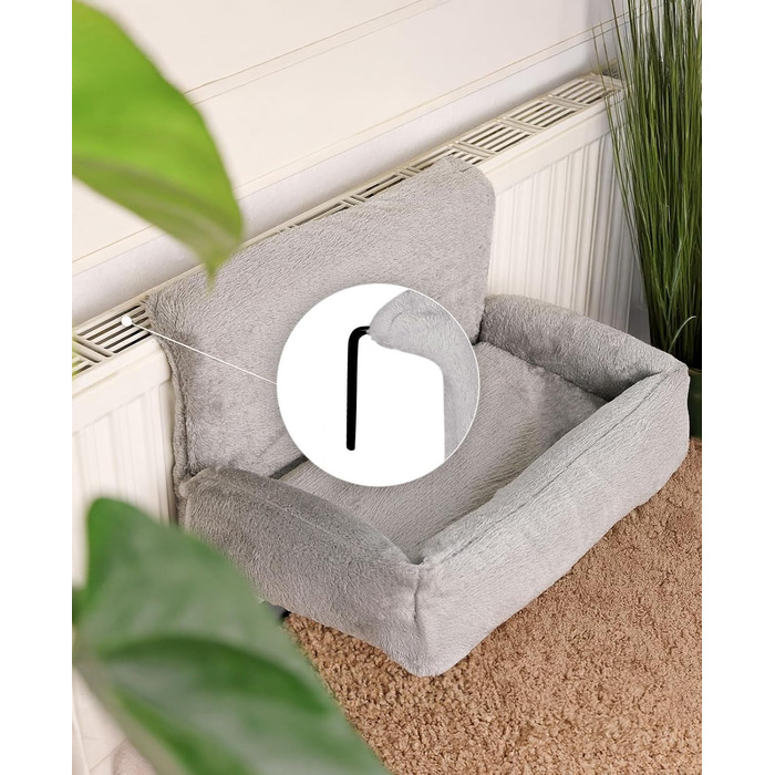 Котяча лежанка Lionto з плюшевим покриттям, тепле котяче ліжко для підвішування на батареї, сіра, зручна, для підвішування