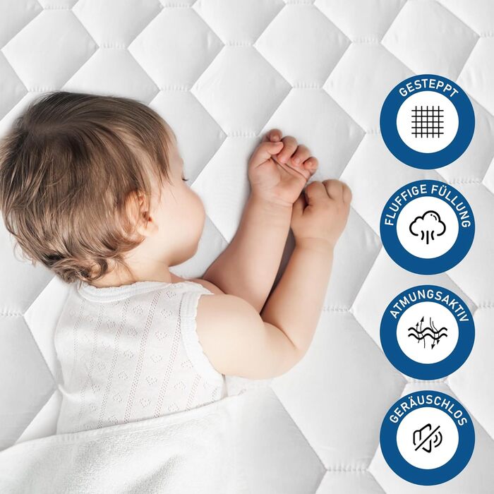 GRT Mattress Topper Mattress Protector 140x200cm, Waterproof Mattress Cover Breathable Fitted Sheet Topper, Fitted Sheet with Hexagonal Quilted Soundproof Material Topper Protector White