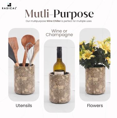 Radicaln Oceanic Marble Wine Cooler - Handcrafted Bar Accessory & Champagne Chiller - 16.5cm