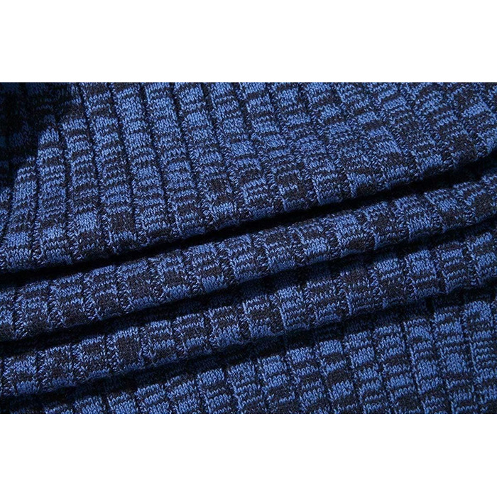 Чоловічий кардиган AOLI RAY з блискавкою, в'язаний, з високим коміром та двома кишенями, блакитний/чорний