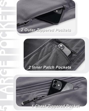 Жіночий софтшеллова жилетка 33000ft з капюшоном, флісовою підкладкою та 5 кишенями для їзди, бігу, піших прогулянок (4XL, світло-сірий)