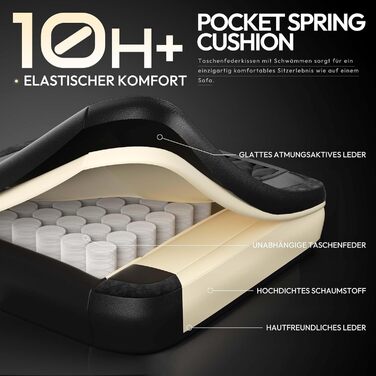 Ігровий крісло Dowinx з PU-шкіри, ергономічний дизайн, масаж, підтримка попереку, до 150 кг (Чорний)