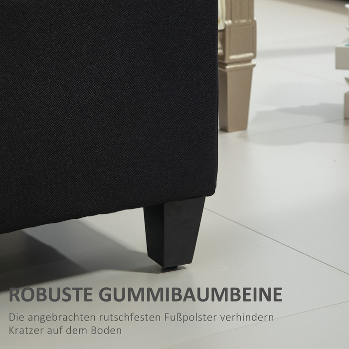 HOMCOM Bench with Cushion, Storage Chest Bench, Entryway, Bedroom, Living Room, Linen-like Polyester, Rubberwood, Black, 100 x 40 x 44 cm | Aosom