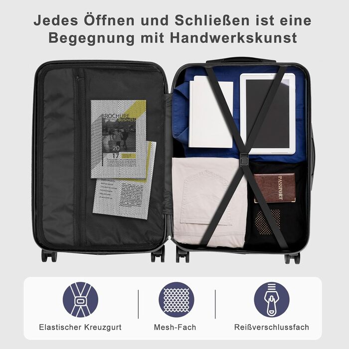 Набір валіз LEADZM 5 шт. з косметичною сумкою, жорсткий набір валіз-ролерів ABS з телескопічною ручкою, ручна поклажа (Турквіз)