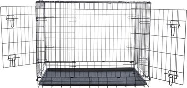 Тріксі Клітка для собак Home XL – 116 × 86 × 77 см, складана переносна клітка з 2 дверцятами та засувами, транспортувальна переноска з міцною піддоном для дому та подорожей, чорна