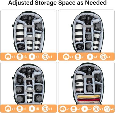 MOSISO Рюкзак для камери, фотосумка для DSLR/зеркальної камери, водонепроникний, з кріпленням для штатива, відділення для ноутбука 15-16 дюймів, сумісний з Canon/Nikon/Sony, смарагдово-зелений (L)