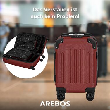 Набір валіз Arebos 3шт. з ABS-пластику | Валізи-тролі з телескопічною ручкою, замком-блискавкою та 360° колесами | Розміри M, L, XL | Колір рожеве золото (червоний)