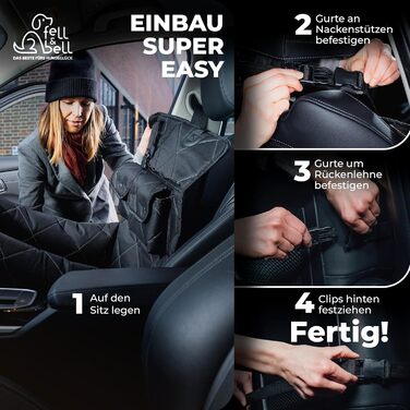 Автомобільний лежак для собак середнього розміру Fell & Bell, чорний | 2-в-1, зручний та стильний, для подорожей