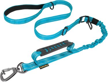 Тактична повідок для собак AUBELL, міцна, світловідбиваюча, без натягу, з амортизатором, для середніх та великих собак, з м'якою ручкою, страхувальний ремінь для авто, поворот на 360°, зелений (M-L, синій)