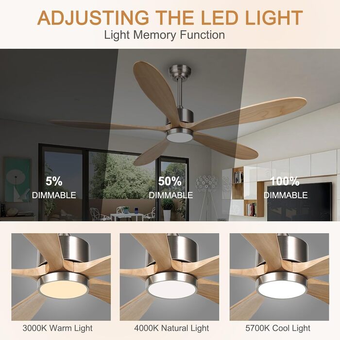 Стеляний вентилятор Reiga з імітацією дерева, 165 см, DC-двигун, керування пультом та Smart Home, 6 швидкостей, колір дерево, для внутрішнього/зовнішнього використання, з підсвічуванням