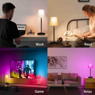 Настільна LED лампа бездротова акумуляторна з димером та RGB підсвіткою, сенсорне управління, водонепроникна IP54 для дому, офісу, ресторану