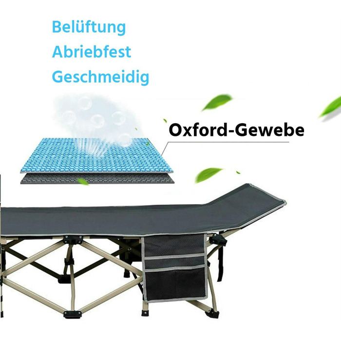 Ліжко складане Yaheetech для кемпінгу, гостьове, сіре 186x66x52 см, вантажопідйомність до 150 кг з сумкою для транспортування