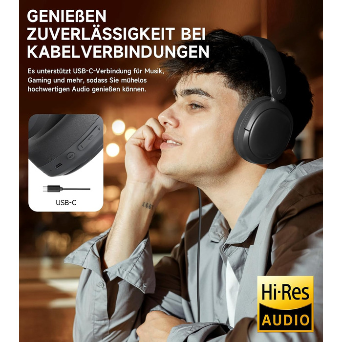 Навушники Edifier W800BT Pro Hybrid ANC Bluetooth 5.4 Over-Ear Чорні - Бездротові, з Шумозаглушенням, Hi-Res Audio, 45 год. роботи, Швидка зарядка, Складні