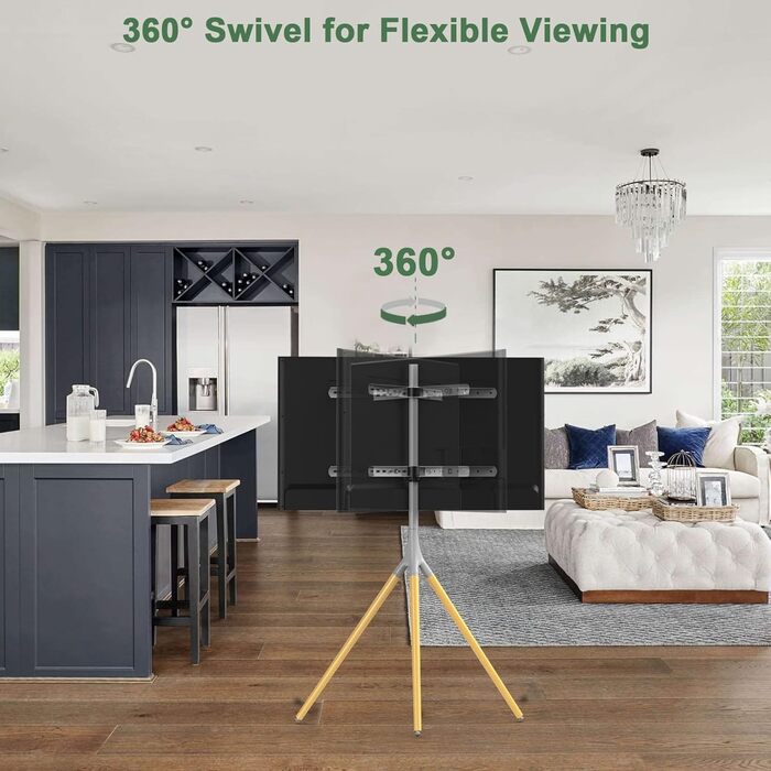 Підставка для телевізора на штативі, 114.3–165.1 см (45–65 дюймів), LED/LCD/OLED, поворотна 180°, сірий