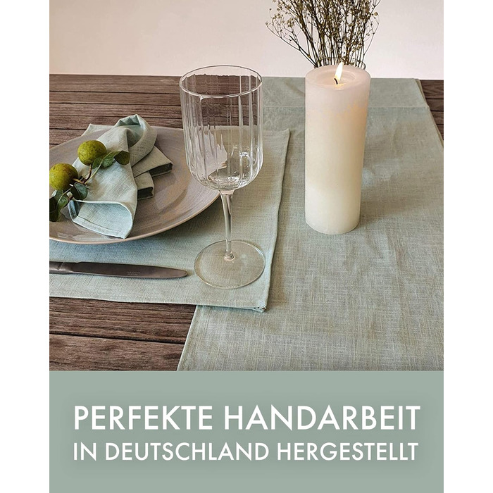 Farnberg Premium Linen Table Runner - Modern Table Decoration for Kitchen Table, Dining Table - Table Runner - Tablecloth - (40 x 150 cm) - Solid Mint