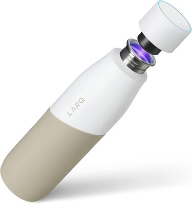 LARQ Movement PureVis 950ml – UV Self-Cleaning Stainless Steel Bottle with Silicone Sleeve | Lightweight, Impact-Resistant, Keeps Water Cool | Fitness, Running & Outdoor Activities, (710 ml, White/Dune)