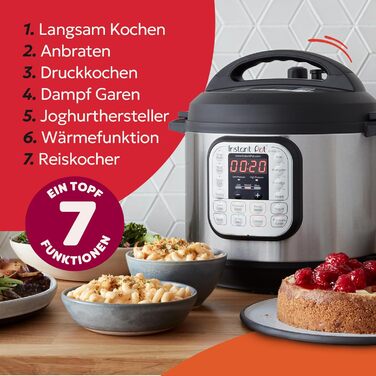Instant Pot Duo: Мультиварка 7-в-1, 5.7 л, нержавіюча сталь. Мультикухня для приготування супів, рису, йогурту та іншого.