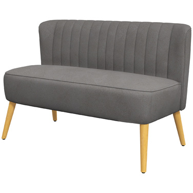 HOMCOM 2-Seater Kitchen Sofa, Kitchen Couch, Wooden Legs, Up to 150 kg, Dark Grey, 117 x 56.5 x 77 cm