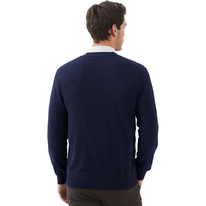 Чоловічий кардиган Kaspin з вовняної суміші, V-подібний виріз, ґудзики та кишені (темно-синій, S)