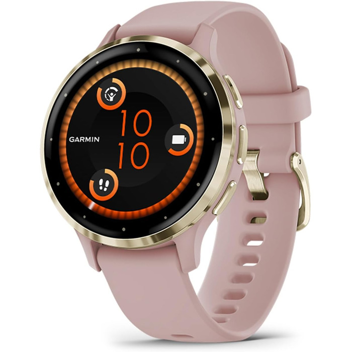 Розумний годинник Garmin Venu 3S 41mm – Фітнес-годинник з AMOLED-дисплеєм, до 10 днів роботи від акумулятора, 30+ спортивних функцій, Bluetooth, GarminPay, режим для інвалідних візків, рожевий/золотистий
