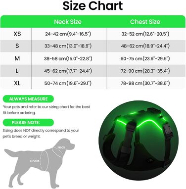 Світлодіодне шлейка для собак з підсвічуванням LED, перезаряджувана, для малих, середніх та великих собак, світловідбиваюча, регульована, XL (Чорний, Small)