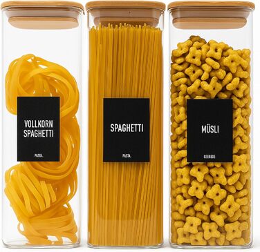 Набір скляних контейнерів для зберігання Deco haus® (6 шт.) з кришкою, етикетками - герметичні банки для круп, макаронів, спецій
