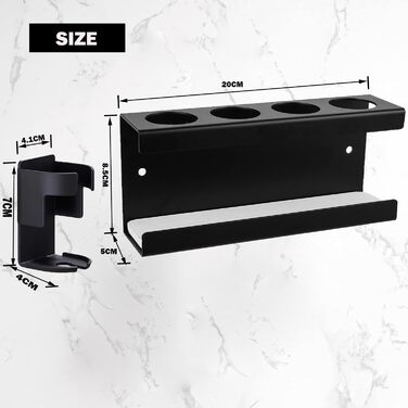 Настінний тримач для електричної зубної щітки з органайзером для пасти, 4 відділення, чорний