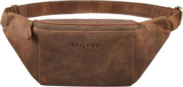 STILORD 'Pino' Елегантна поясна/грудна сумка з екошкіри для жінок та чоловіків. Компактна, вінтажна, з натуральної шкіри, колір: (Mittel - Braun)