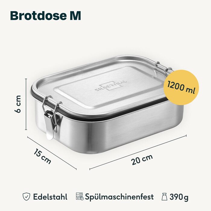 Stainless Steel Lunch Box with Compartments, 3-Piece Set – Lunchbox for Kids & Adults – Leakproof & Lightweight - Flexible Divider