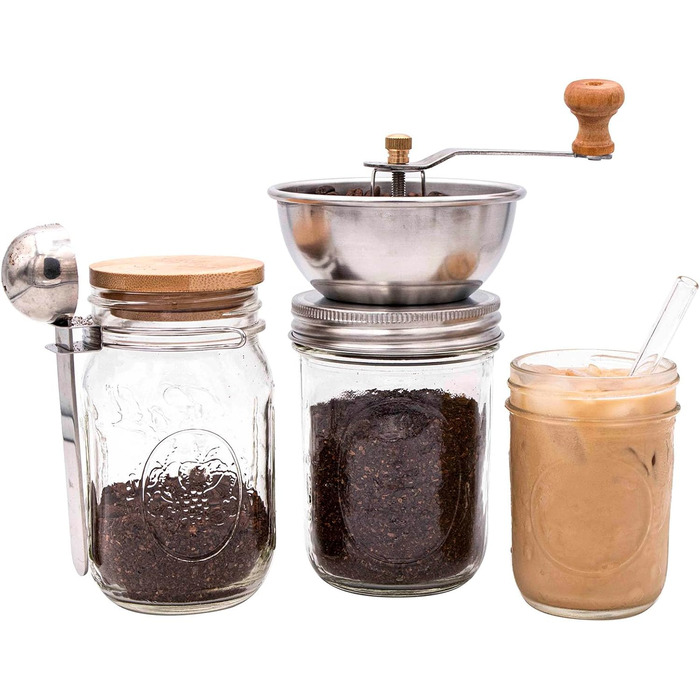 Кришка для кавомолки Mason Jar Lifestyle – меліть каву та спеції безпосередньо в банки Mason Jar – підходить для банок з широкою горловиною – нержавіюча сталь & довговічний дизайн