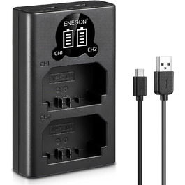 Зарядний пристрій ENEGON NP-FZ100 20W з подвійним акумулятором для Sony Alpha (A7, A9, FX3, A6000 серія) з LCD-дисплеєм