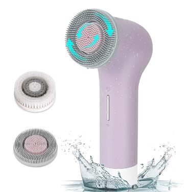 MyCarbon Electric Facial Cleansing Brush - IPX7 Waterproof, Rechargeable with USB Battery & 2x 360° Brush Heads for All Skin Types - Exfoliation & Deep Cleaning