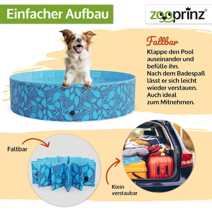 Зручний надувний басейн для собак, дітей - ZooPrintz, 120x30 см