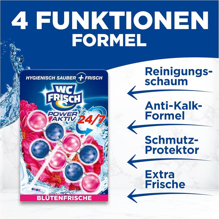 Освіжувач для унітаза WC Frisch Kraft Aktiv Duftspüler Blütenfrische, підвісний блок для туалету (10 шт)
