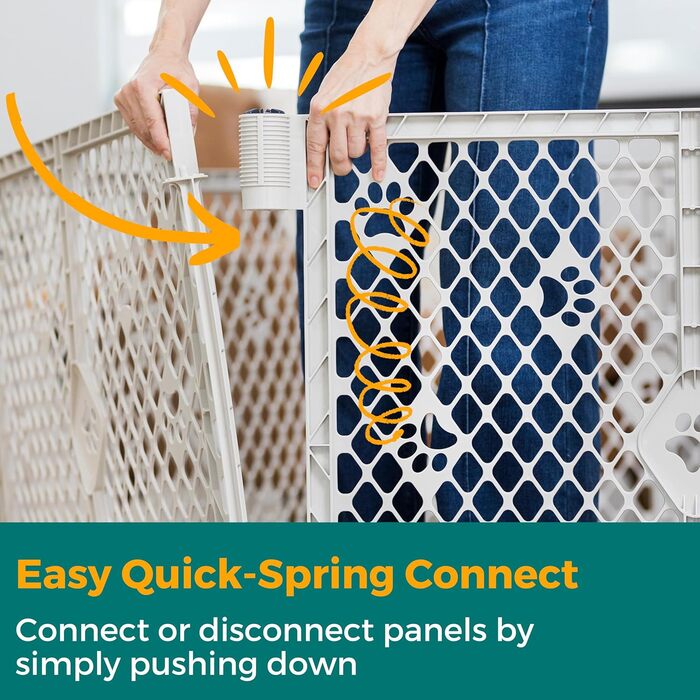 Клітка-вольєр для собак MyPet з 8 панелей, сірого кольору, довговічна та стійка до УФ-випромінювання, портативна, регульована, зручна для тварин, дружній дизайн з принтом лап, світло-сіра