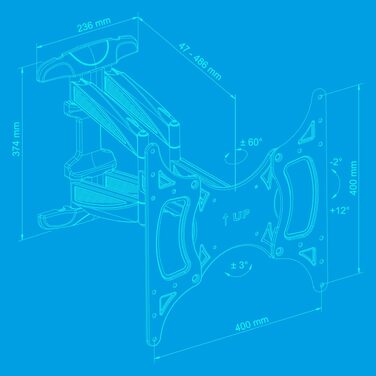 Кронштейн для телевізора TechniSat TECHNIMOUNT Flex Easy, поворотний настінний тримач з рухомим плечем, навантаження до 25 кг