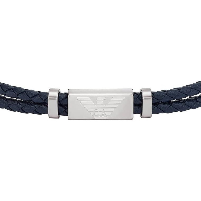 Чоловічий браслет Emporio Armani з нержавіючої сталі або шкіри з застібкою-ланцюгом (Чорний)